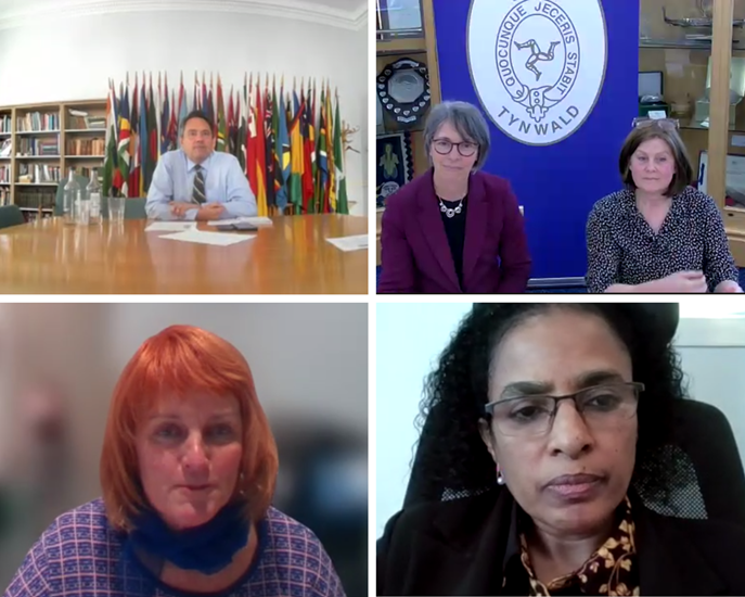 Five participants in a screenshot of a zoom webinar, whose names are listed below